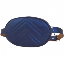 Поясная сумка из кожи синий металлик Vibes