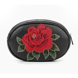 Поясная сумка Vibes с вышивкой *розы* черного цвета
