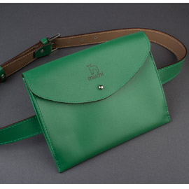 Поясная кожаная сумка-клатч mumi зеленая