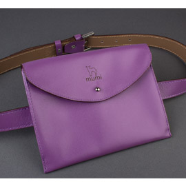 Поясная кожаная сумка-клатч mumi фиолетовая