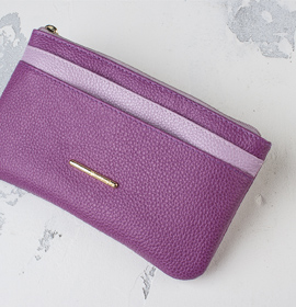 Кожаный кошелёк Blossom Lite пурпурный с сиреневой полоской