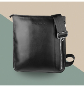 Черная сумка-планшет Boss из гладкой кожи