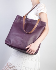 Сумка женская кожаная Shop Bag фиолетовая